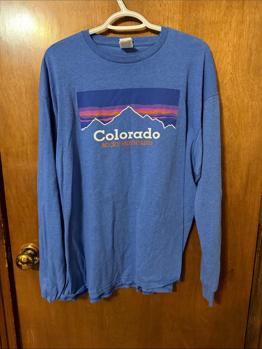 Delta Blue Long-Sleeve Colorado Rocky Mountains Graphic Tee